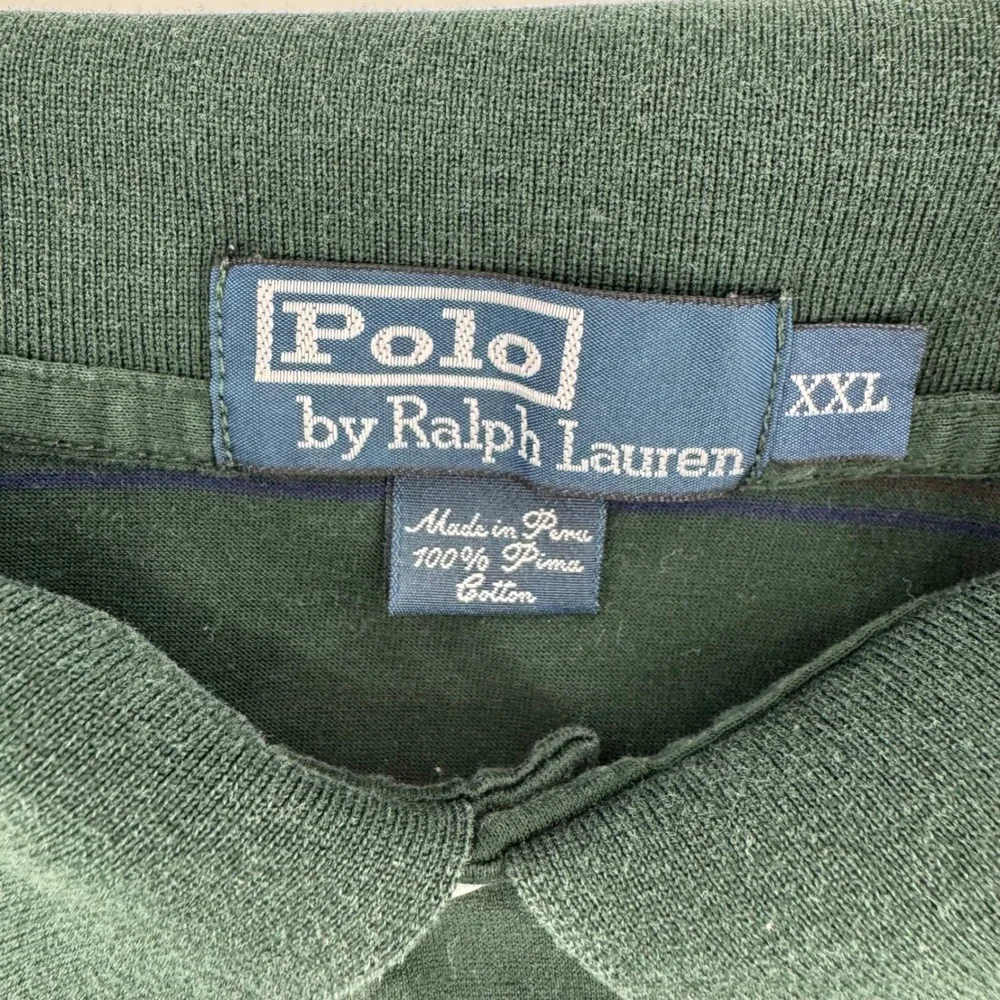 Polo Ralph Lauren Long Sleeve Striped Polo‎ Shirt Green XXL Pima Cotton